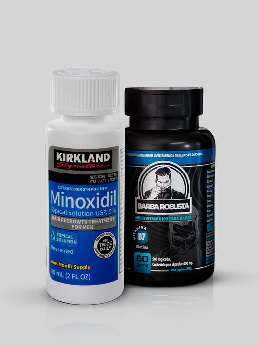 Minoxidil Kirkland 5% + Barba Robusta Acelerador de Resultados