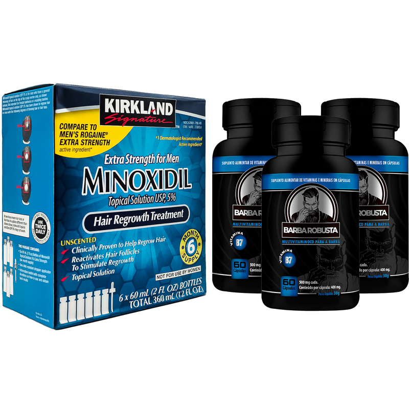 Caixa Minoxidil Kirkland 5 Vitamina Aceleradora